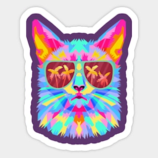 tie-dye cat summer vibes Sticker